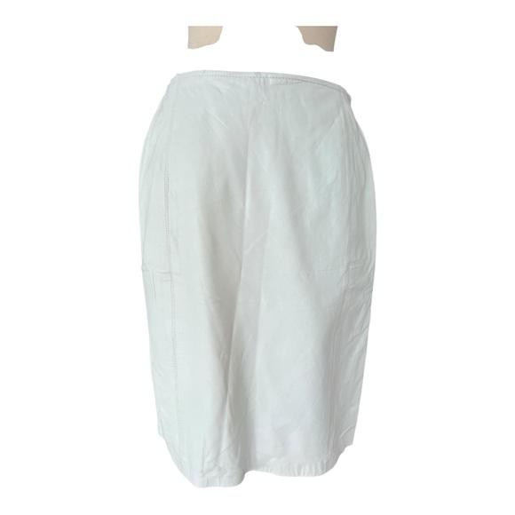The Works Saks Fifth Avenue Vintage 80s Leather White Pencil Skirt Size 12 - Picture 7 of 9